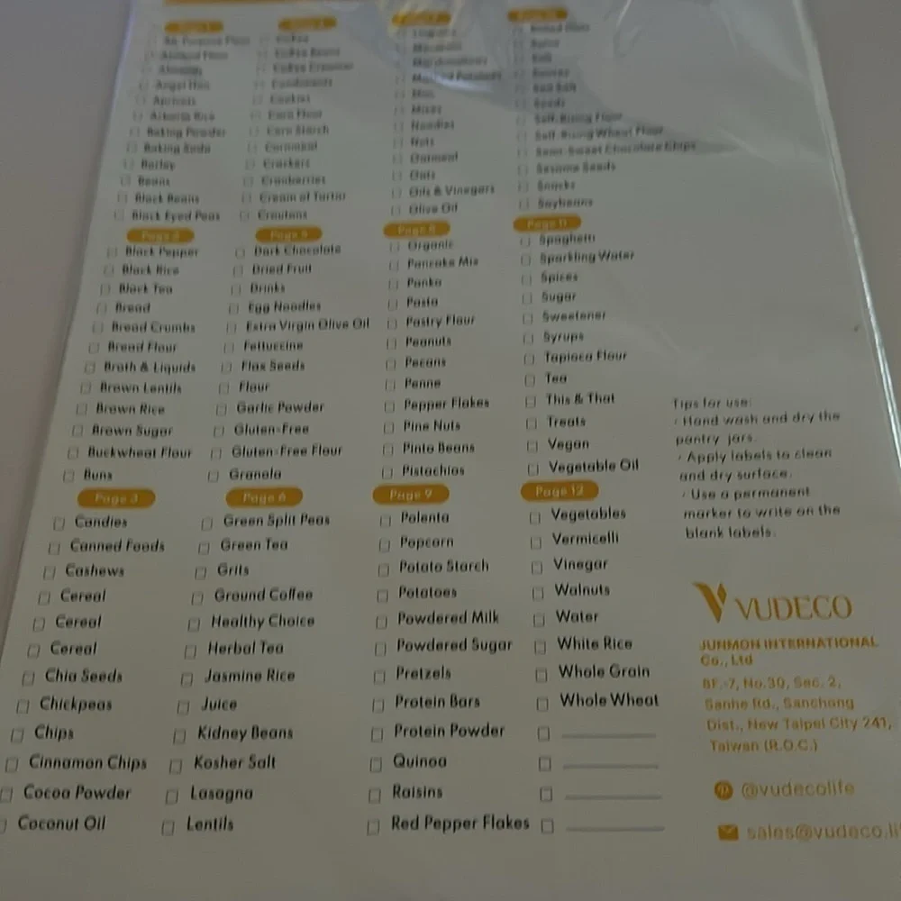 Kitchen Preprinted Pantry Labels /140 pieces / BRAND NEW